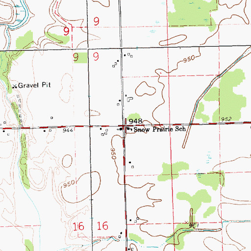 Topographic Map of Snow Prairie School, MI