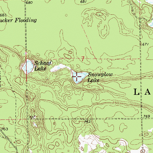 Topographic Map of Snowplow Lake, MI
