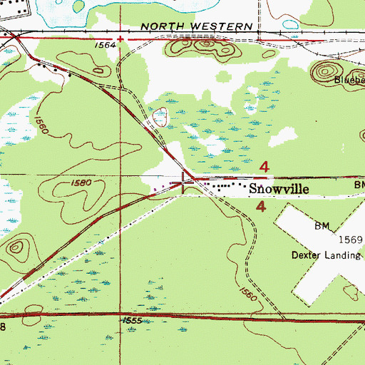 Topographic Map of Snowville, MI