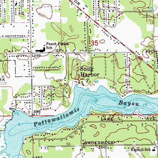 Topographic Map of Snug Harbor, MI