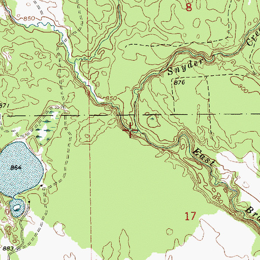Topographic Map of Snyder Creek, MI