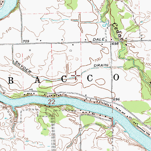 Topographic Map of Snyder Drain, MI