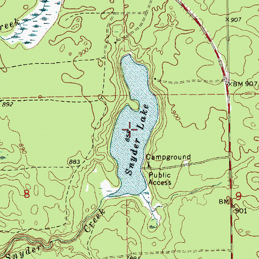 Topographic Map of Snyder Lake, MI