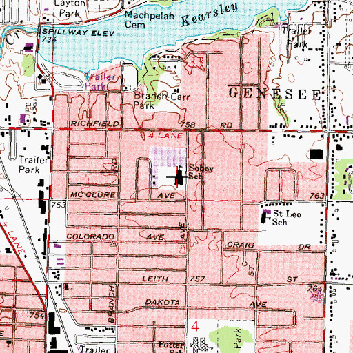 Topographic Map of Sobey School, MI