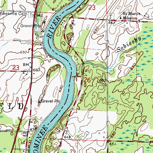 Topographic Map of Sobiesky Creek, MI