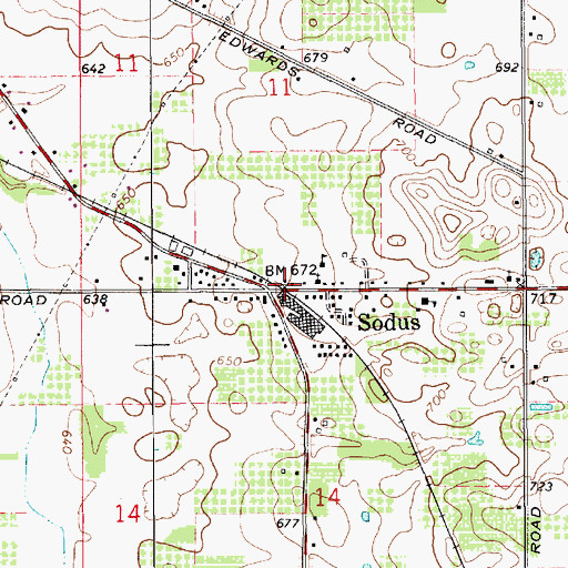 Topographic Map of Sodus, MI