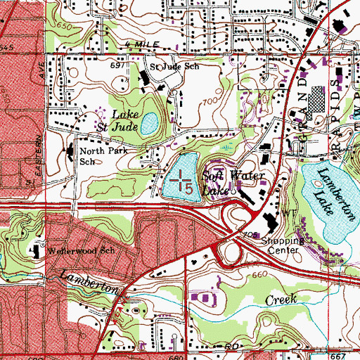 Topographic Map of Soft Water Lake, MI