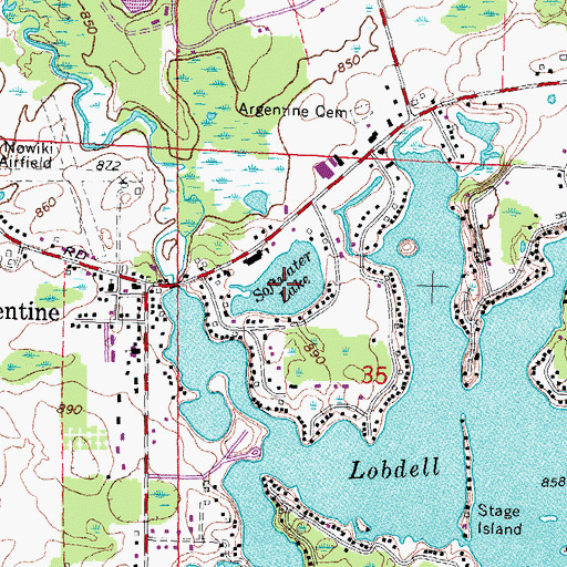 Topographic Map of Softwater Lake, MI