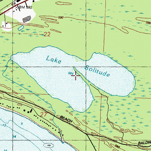 Topographic Map of Lake Solitude, MI