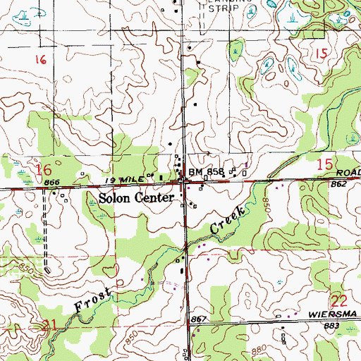 Topographic Map of Solon Center, MI