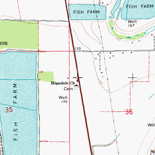 Topographic Map of Hopedale (historical), AR