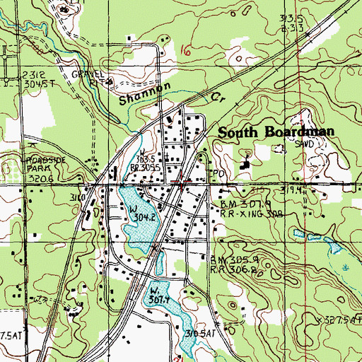 Topographic Map of South Boardman, MI