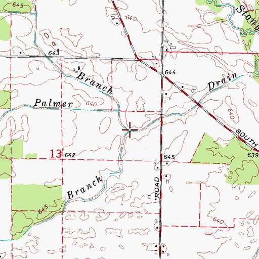 Topographic Map of South Branch Amos Palmer Drain, MI
