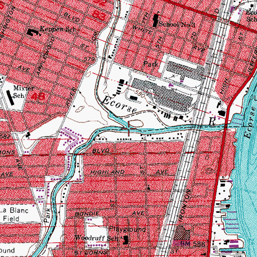 Topographic Map of South Branch Ecorse River, MI