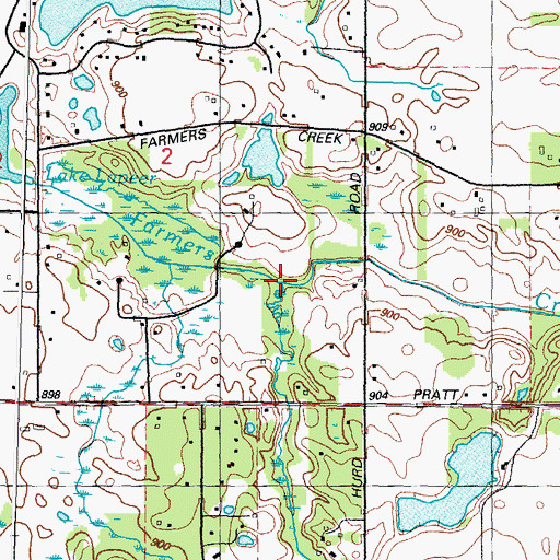 Topographic Map of South Branch Farmers Creek, MI