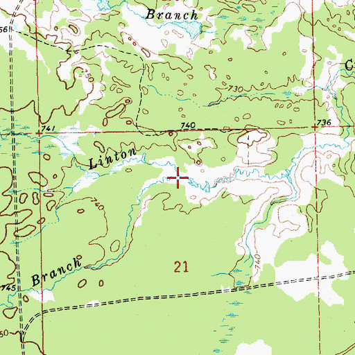 Topographic Map of South Branch Linton Creek, MI