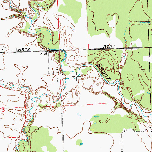 Topographic Map of South Branch Little Sugar River, MI