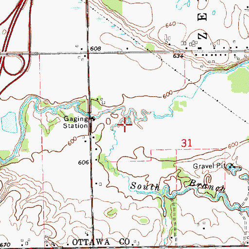 Topographic Map of South Branch Macatawa River, MI