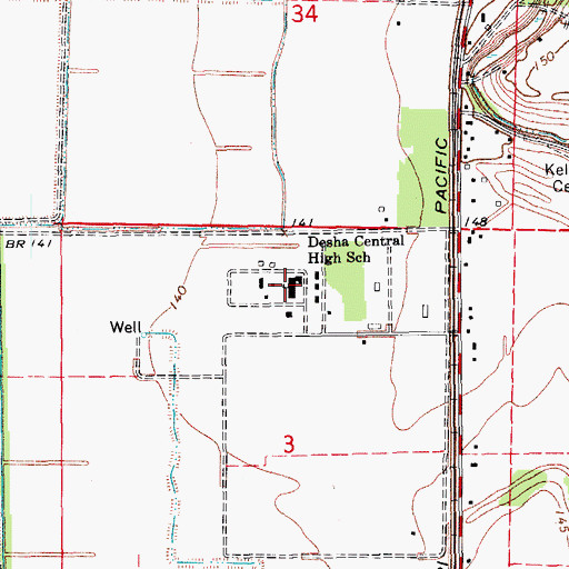 Topographic Map of Delta Elementary School, AR