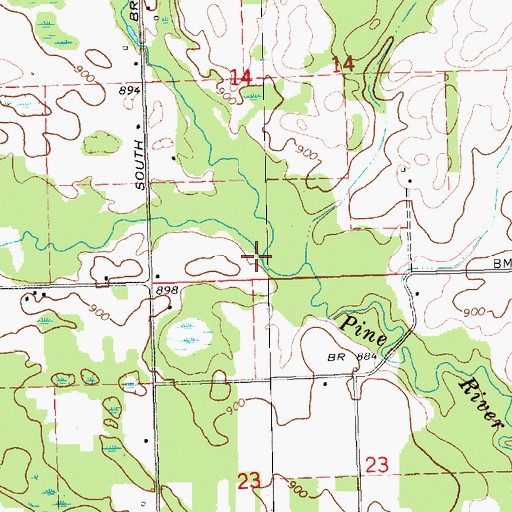 Topographic Map of South Branch Pine River, MI
