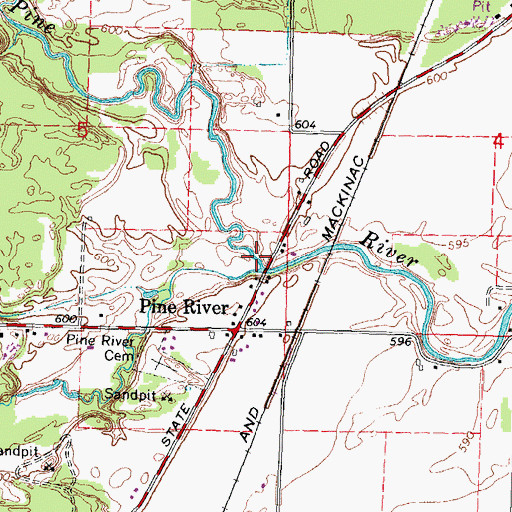 Topographic Map of South Branch Pine River, MI