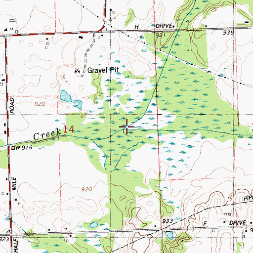 Topographic Map of South Branch Rice Creek, MI