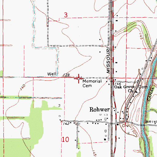 Topographic Map of Memorial Cemetery, AR
