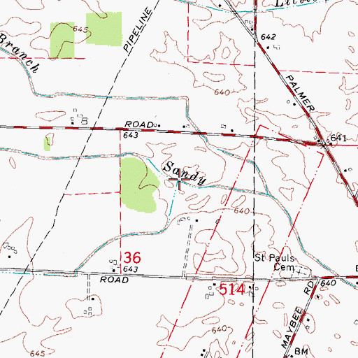 Topographic Map of South Branch Sandy Creek, MI