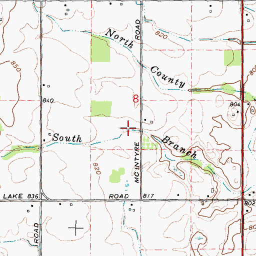 Topographic Map of South Branch North County Drain, MI