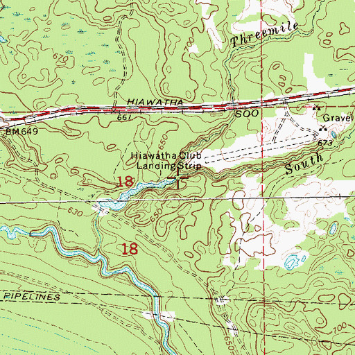 Topographic Map of South Branch Three Mile Creek, MI