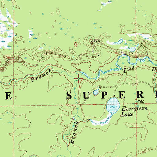 Topographic Map of South Branch Two Hearted River, MI