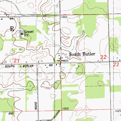 Topographic Map of South Butler, MI