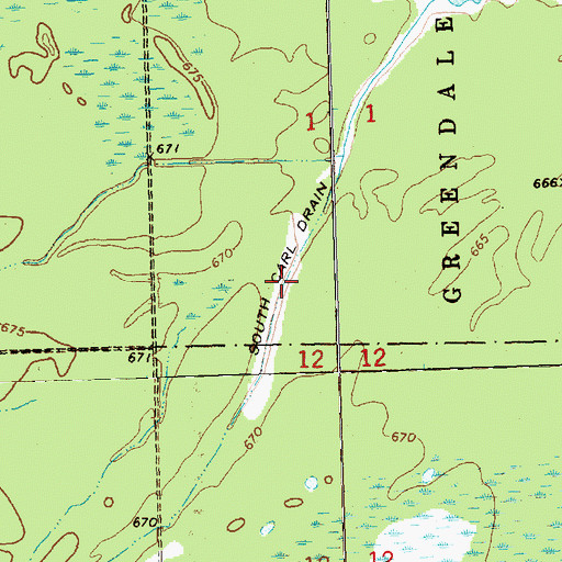 Topographic Map of South Carl Drain, MI