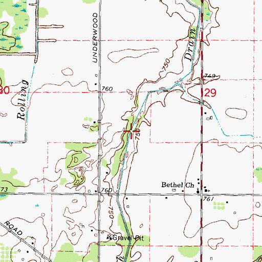 Topographic Map of South Drain, MI