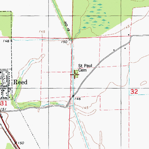 Topographic Map of Saint Paul Cemetery, AR