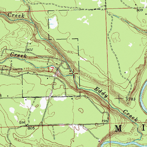 Topographic Map of South Eddy Creek, MI