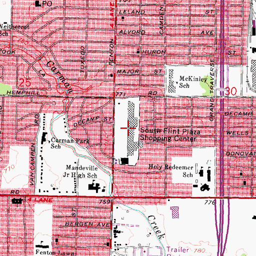 Topographic Map of South Flint Plaza Shopping Center, MI