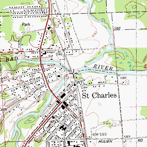 Topographic Map of South Fork Bad River, MI