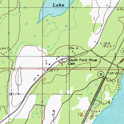Topographic Map of South Ford River Cemetery, MI