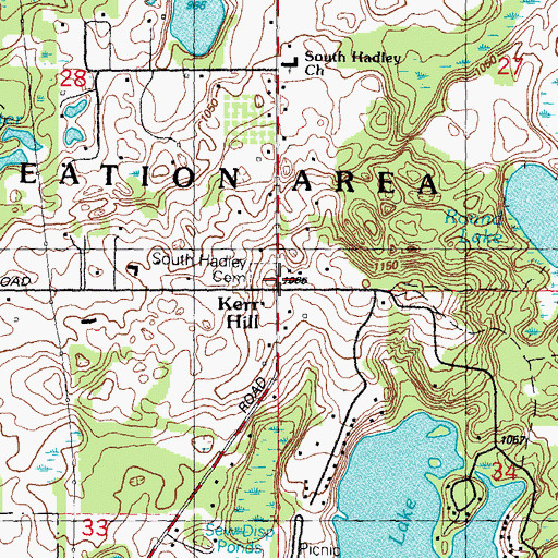Topographic Map of South Hadley Cemetery, MI