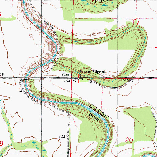 Topographic Map of Bogue Pilgrim Church, AR
