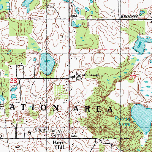 Topographic Map of South Hadley Church, MI