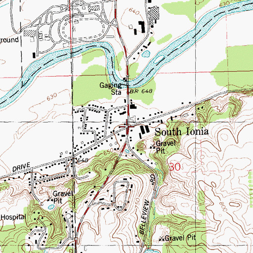 Topographic Map of South Ionia, MI
