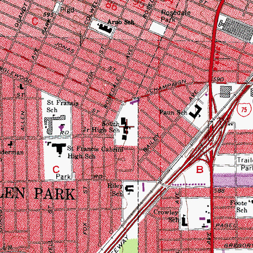 Topographic Map of South Junior High School, MI