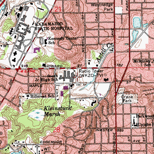 Topographic Map of South Junior High School, MI