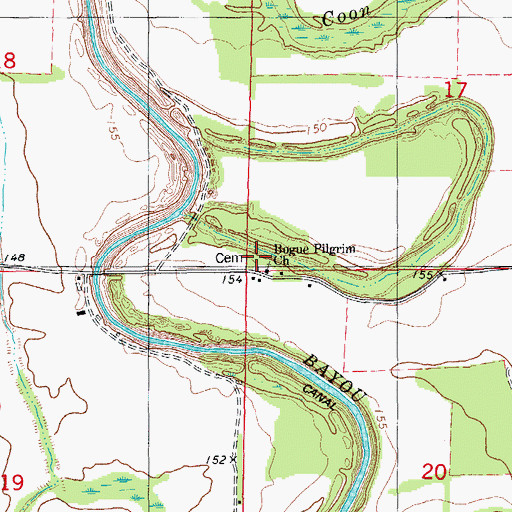 Topographic Map of Bogue Pilgrim Cemetery, AR