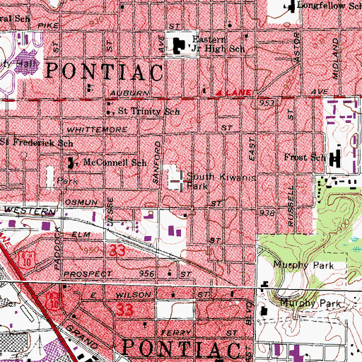 Topographic Map of South Kiwanis Park, MI