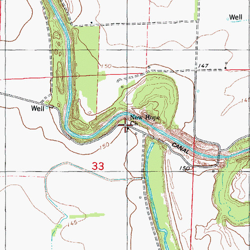 Topographic Map of New Hope Church, AR