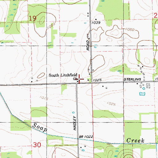 Topographic Map of South Litchfield Church, MI