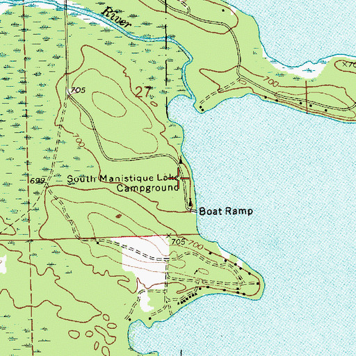 Topographic Map of South Manistique Lake Campground, MI